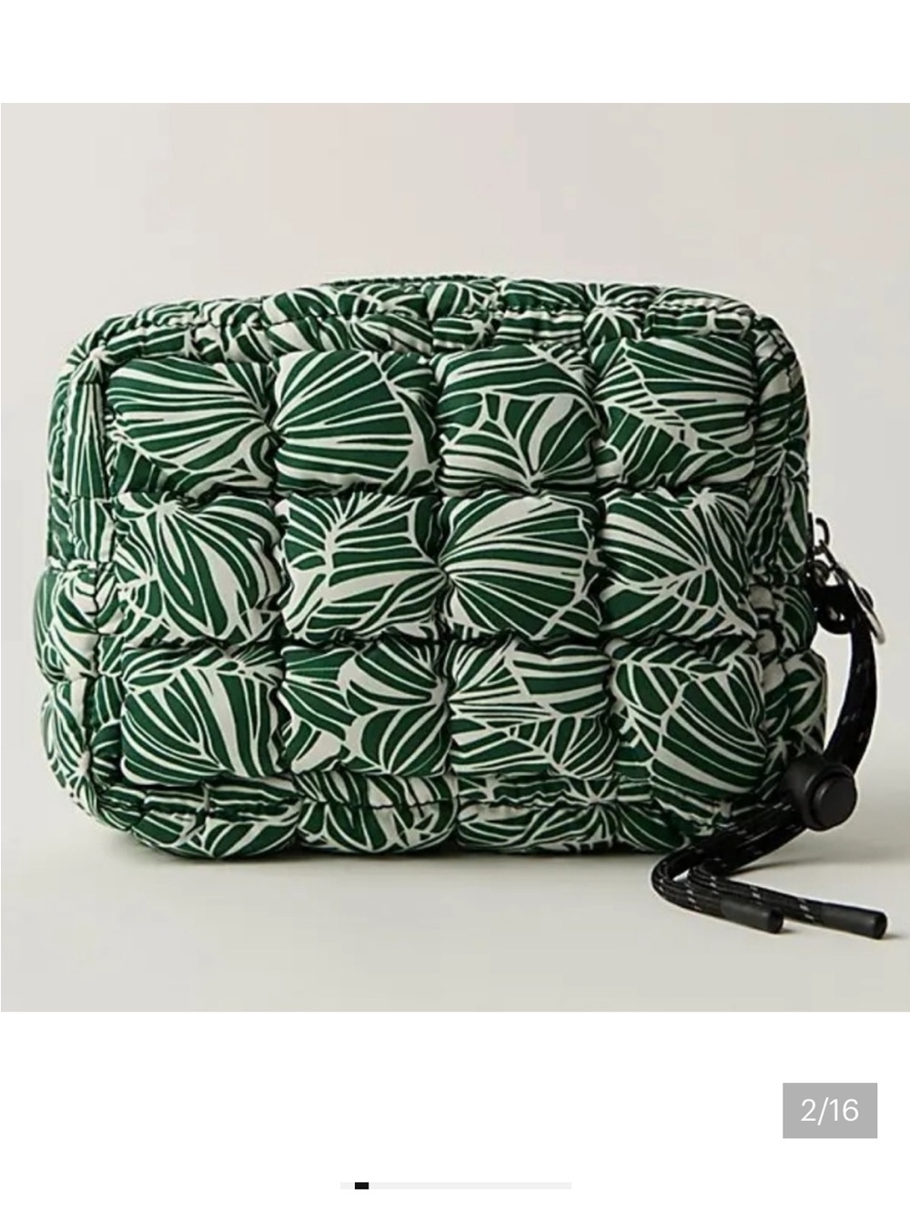 FP Movement “Toucan Tropics” mini case green/cream Quilted Logo Print Pouch NWT